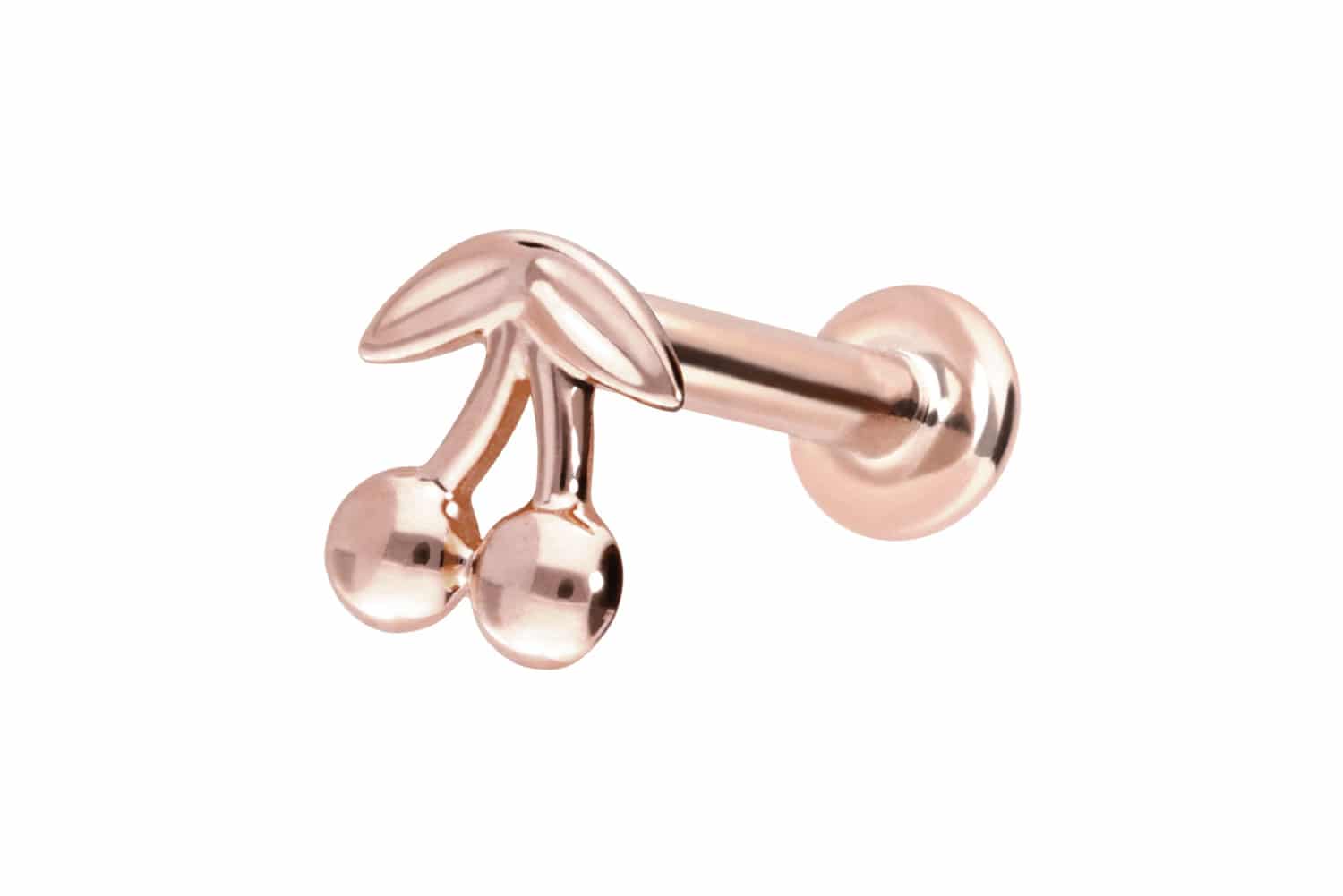 14 Karat Gold Labret Piercing mit Innengewinde KIRSCHEN